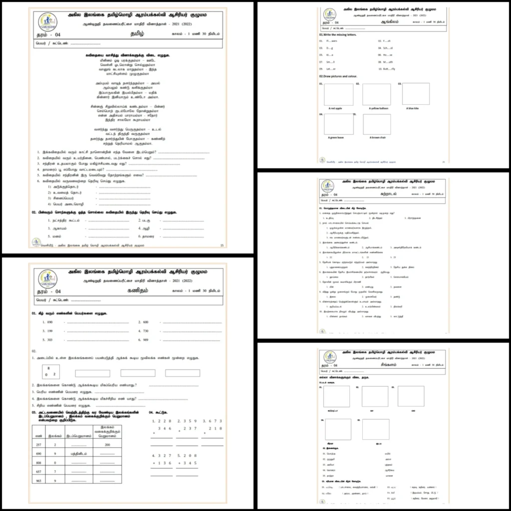 Grade 4 3rd term unit exam papers
