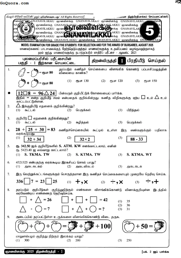 ஞானவிளக்கு நுண்ணறிவு செயலட்டைகள் 2025