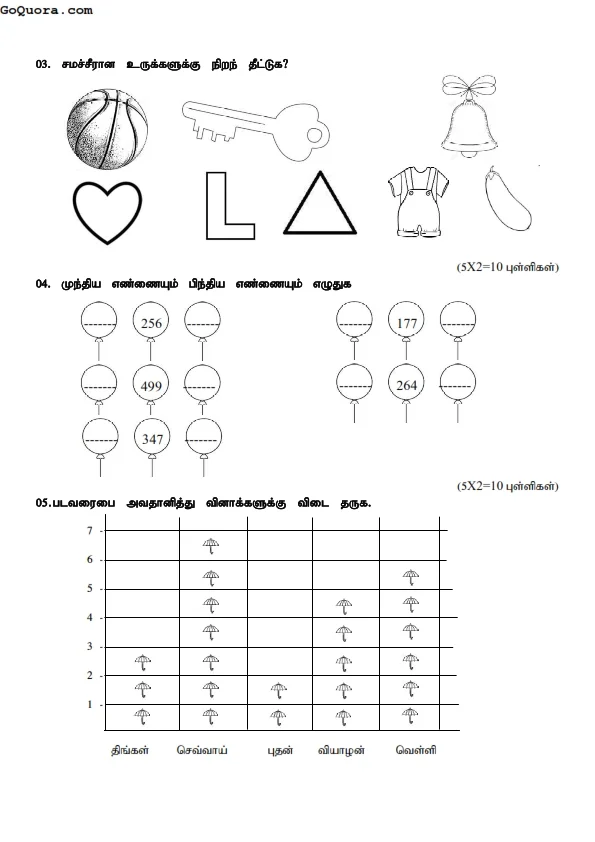 Grade 3 second Term papers Tamil medium Pdf