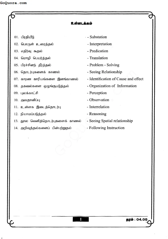 14 நுண்ணறிவு திறன்கள் தரம் 4,5